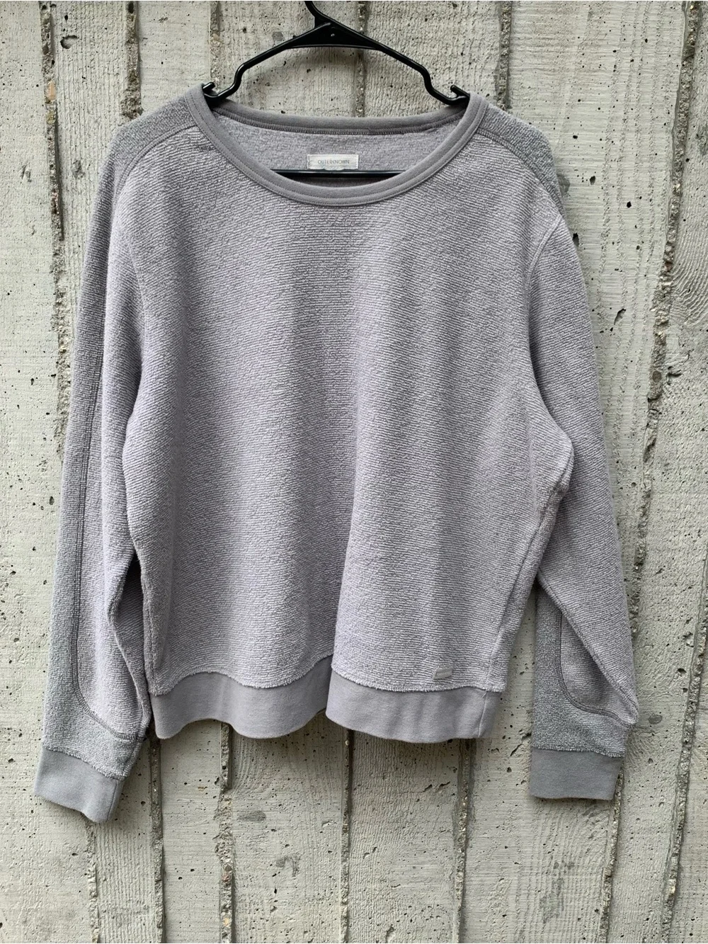 Outerknown Men’s Organic Cotton Blend Terry Cloth Crewneck Sweater Gray Size XL